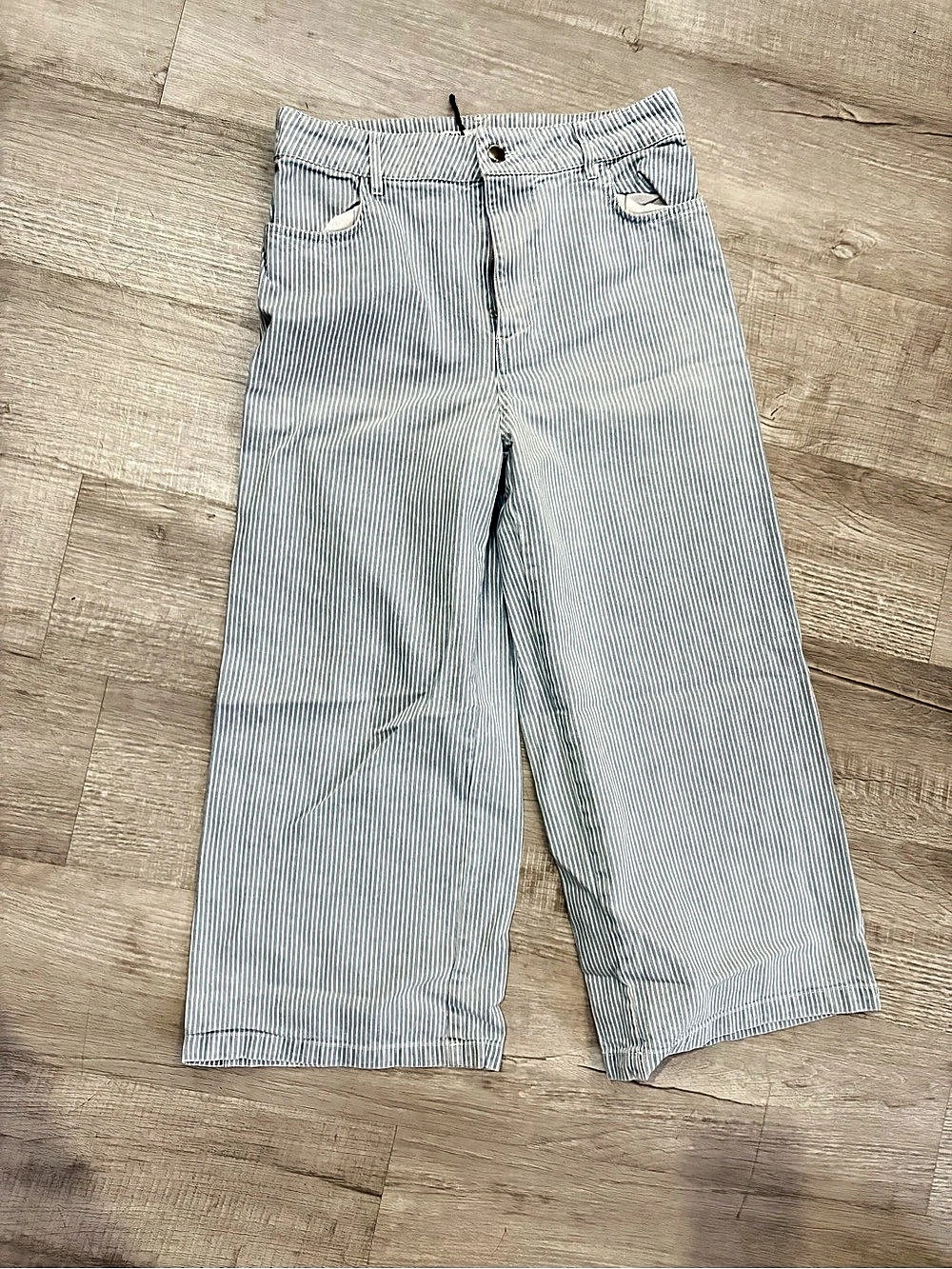 ZARA Striped Wide Leg Pants in Blue & White